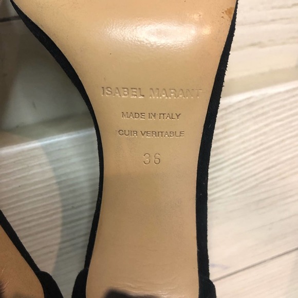 Isabel Marant Womens
Black - Gold Buckle embellished Suede Sandals Pumps size 6 - Picture 14 of 14